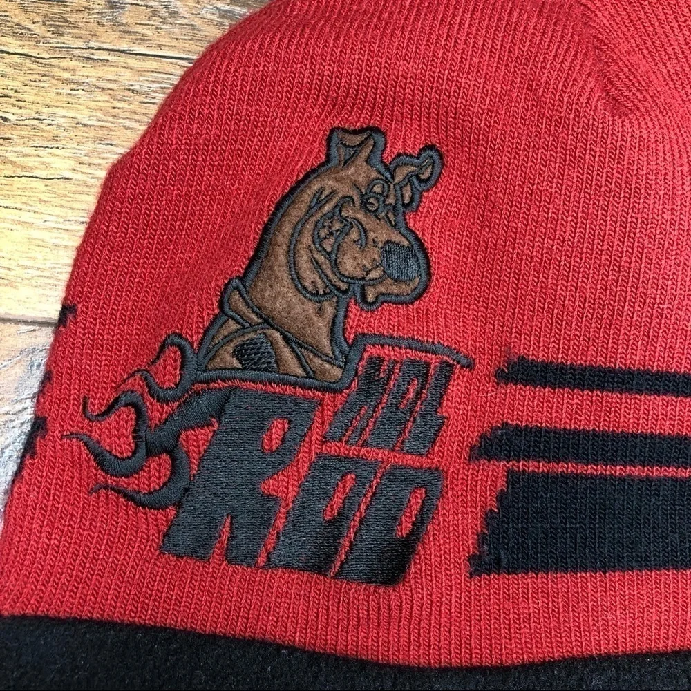 Scooby Doo Hot Rod‎ Red Black Fleece Lined Beanie - Youth Size 4-16